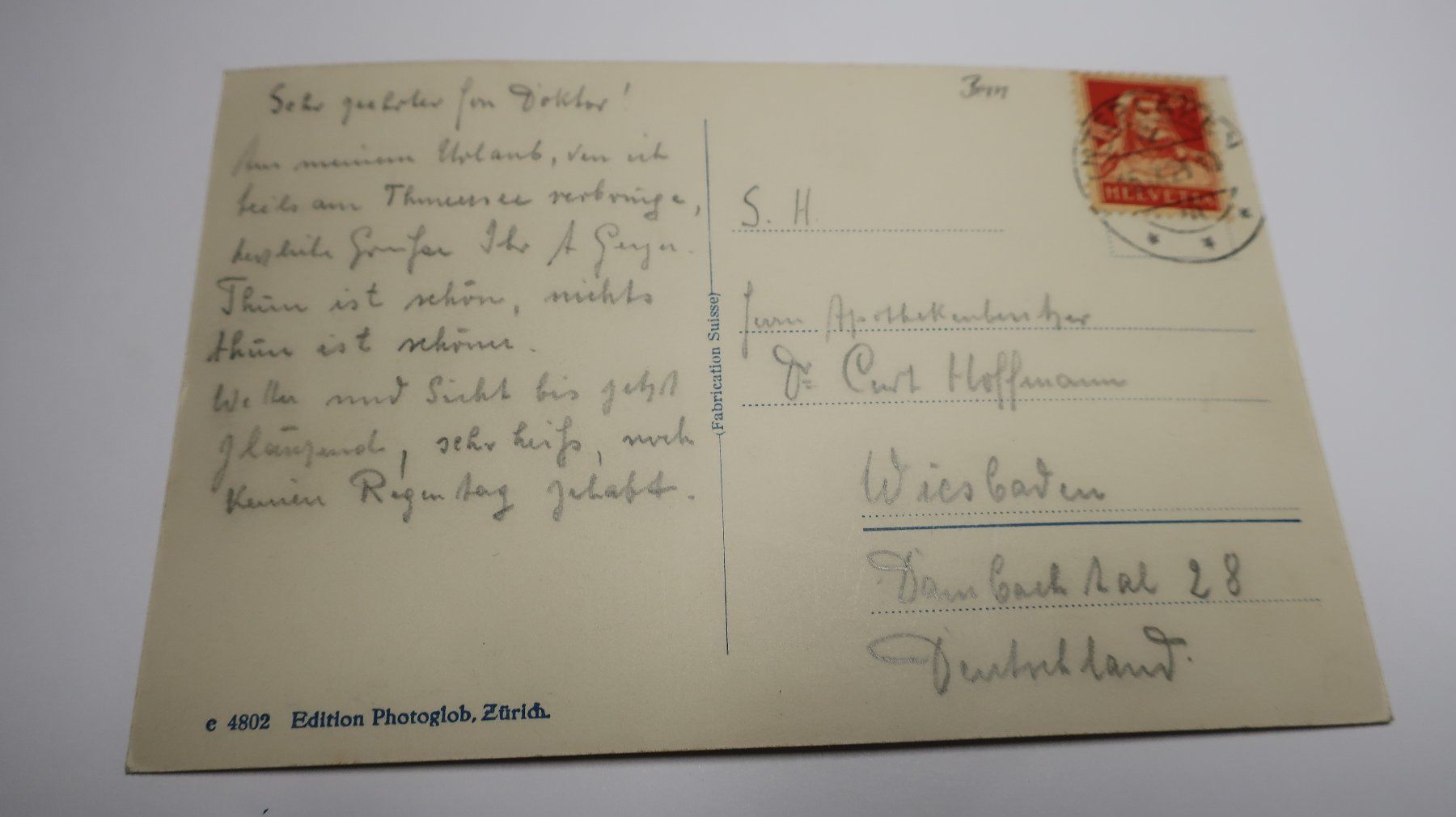 Ansichtskarten: Thun mit die Alpen  1929 – Gebraucht aus Cormoret von Pascalll2001 2