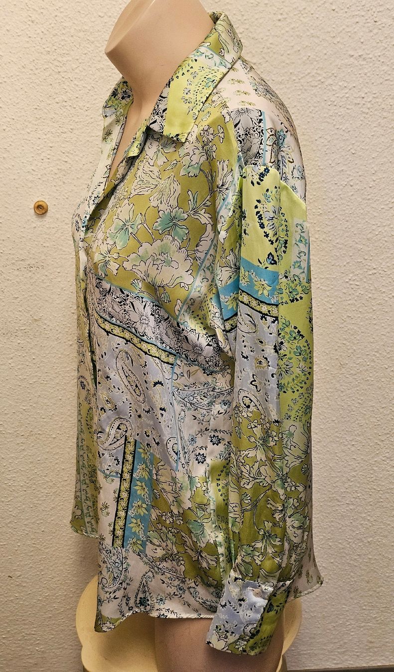 Zara Camicette: ZARA Damen Bluse Hemd Patchwork Print Gr. M Grün Blau Weiss – Usato da Urdorf venduto da ole_mrp9 8