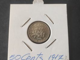 50 cents en argent françaises type semeuse 1917