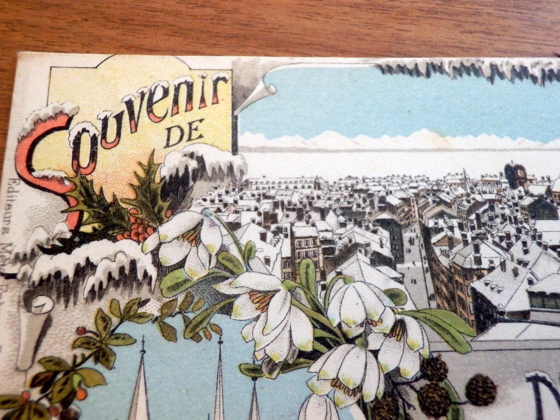 Cartoline postali: Litho. Souvenir de Neuchatel, Silvester – Usato da Ueberstorf venduto da dinbau 2
