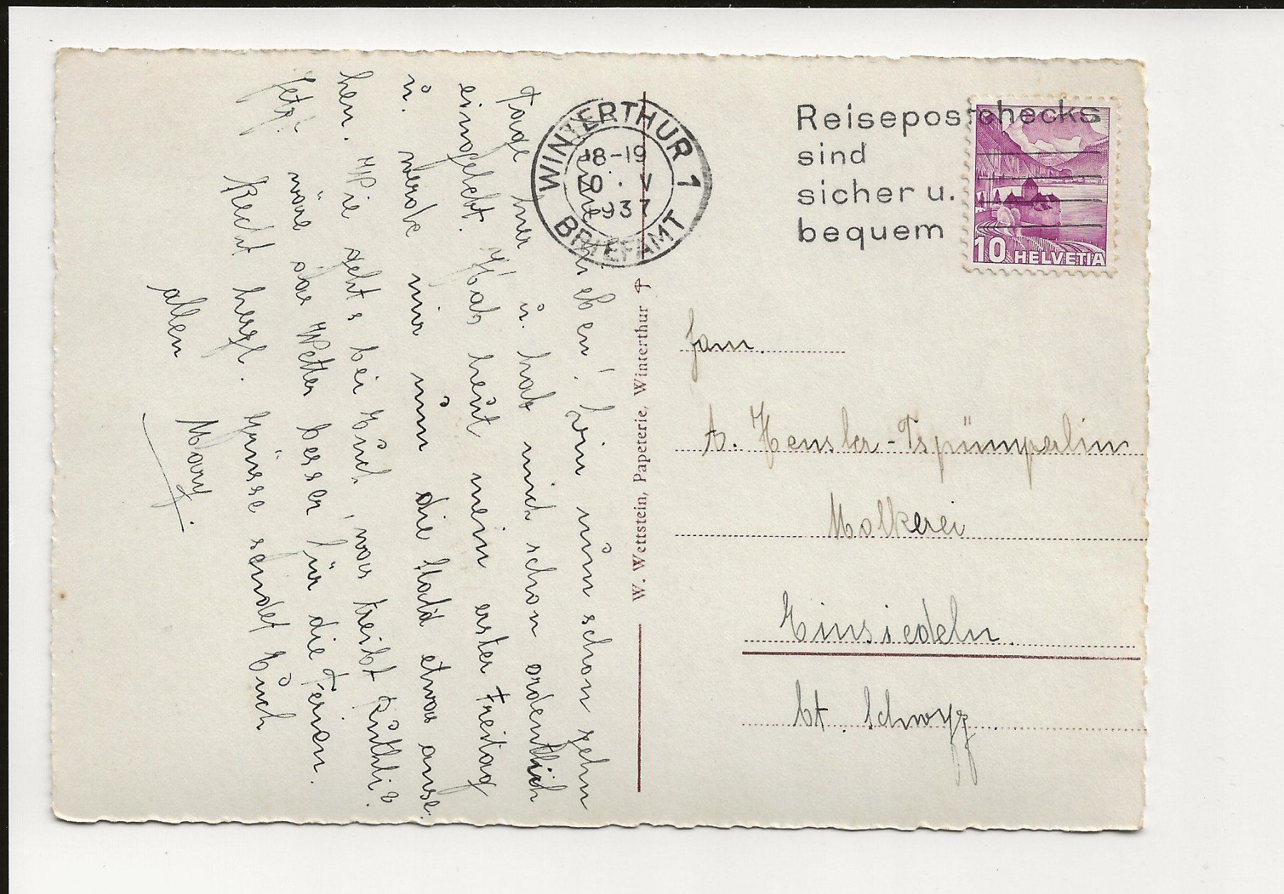 Cartoline postali: AK 1937 Stadthaus Winterthur – Usato da Greifensee venduto da 315WDO 1