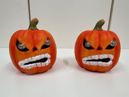 Halloween Kürbis Deko Set, 2 Stk. mit LED-Augen🎃👻 (Neu)