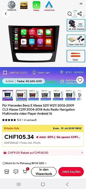 Toutes les pièces auto: Mercedes Android Display c219/w211 – D'occasion à Gelterkinden par Whizo
