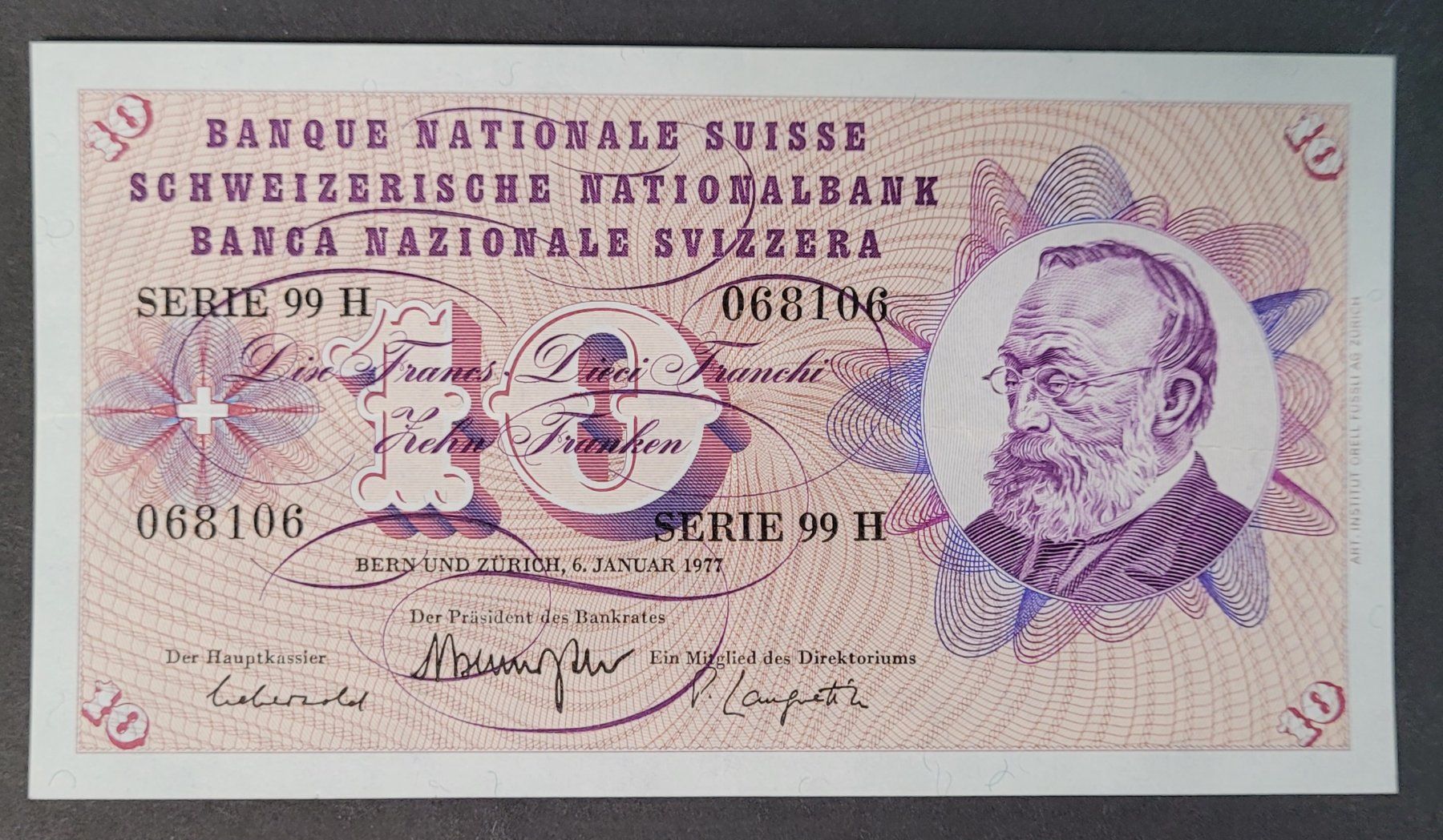 Banknoten: 10 SCHWEIZER FRANKEN 1977 – Gebraucht aus Mumpf von antonio_schweiz_961