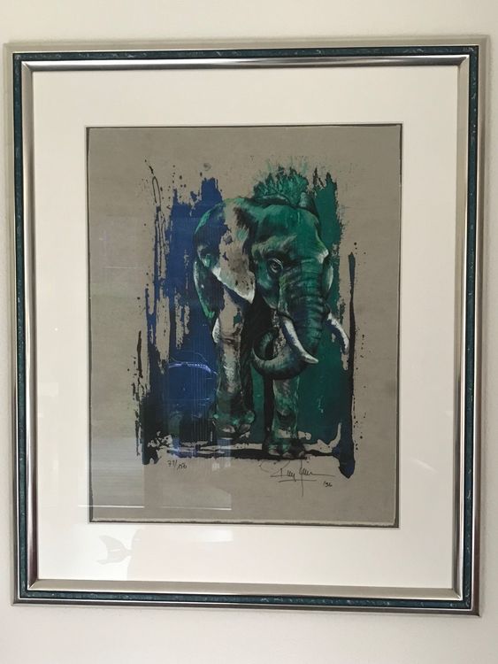 Rolf Knie, Original-Serigraphie ELEFANT AUF ZELT 71/151 1996 | Kaufen ...