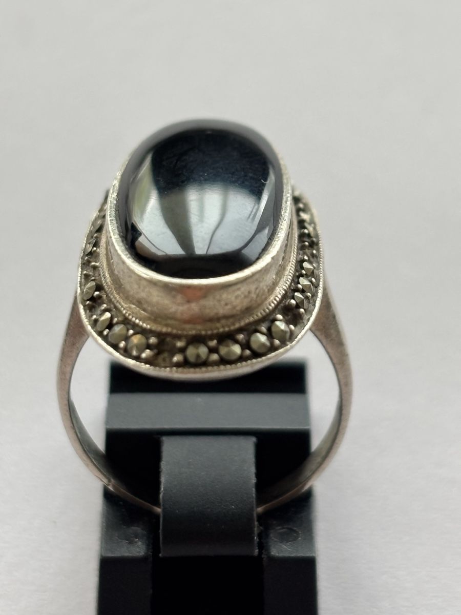 Anelli: Silberring Onyx Markasiten 925 – Usato da Langnau am Albis venduto da flusspflege 3