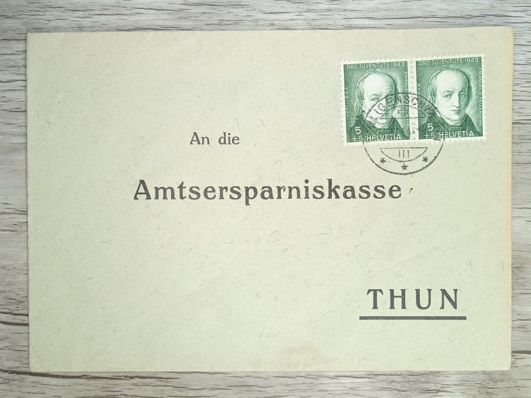 Tutti i francobolli: TR80 Enveloppe + Timbre Suisse 1943 – Usato da Cousset venduto da Patrick_Collections