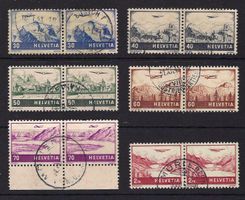1941 sechs Flugpost Paare gestempelt ʘ,  F27 - F33, Kat. 20