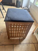 Wooden storage stool with black cushion, 40cm, good conditio