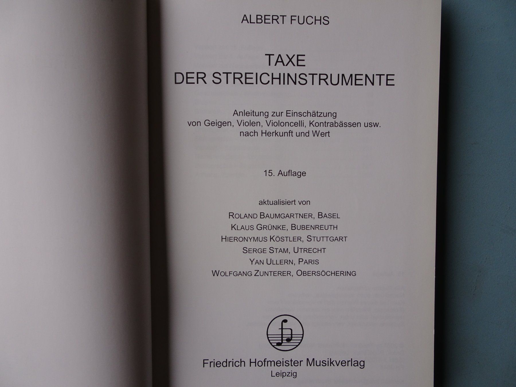 Libri: TAXE der Streichinstrumente - Albert FUCHS - 2003 – Usato da Basel venduto da Kornblumen 1