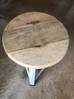 Sitzhocker, Beistelltisch, Holzhocker, Weiss, Top Zustand