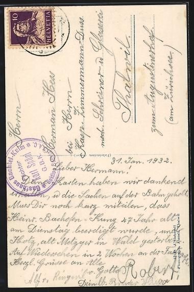Cartoline postali: AK Bachtel-Kulm, Aussichtsturm, 1932 – Usato da Berlin venduto da bartko-reher 1