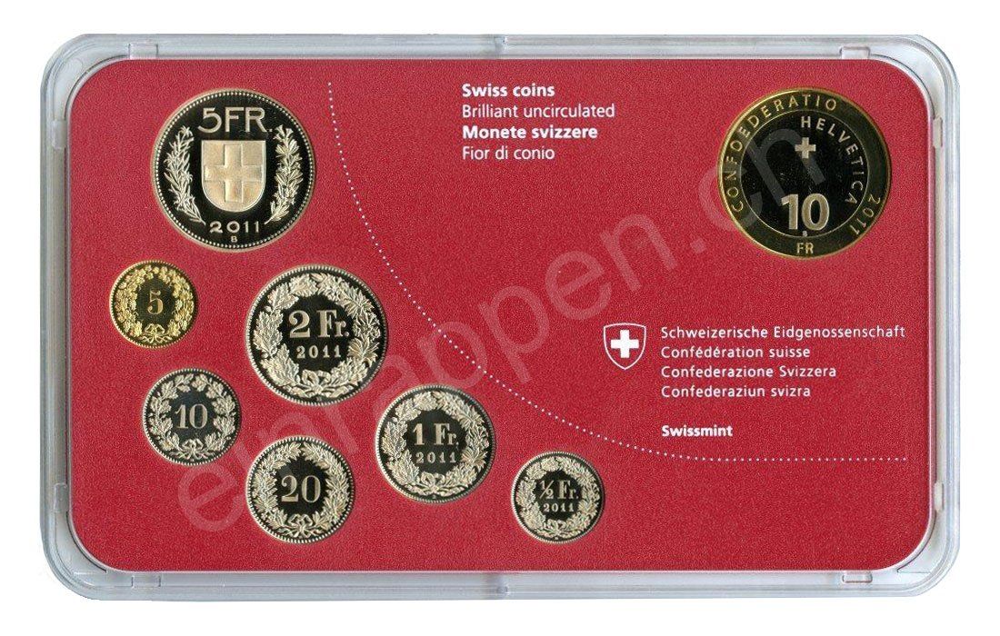 Tutti le monete: SET de monnaie suisse de 2011 non circulé FDC – Nuovo e nell'imballaggio originale da Fribourg venduto da Kiki020 1