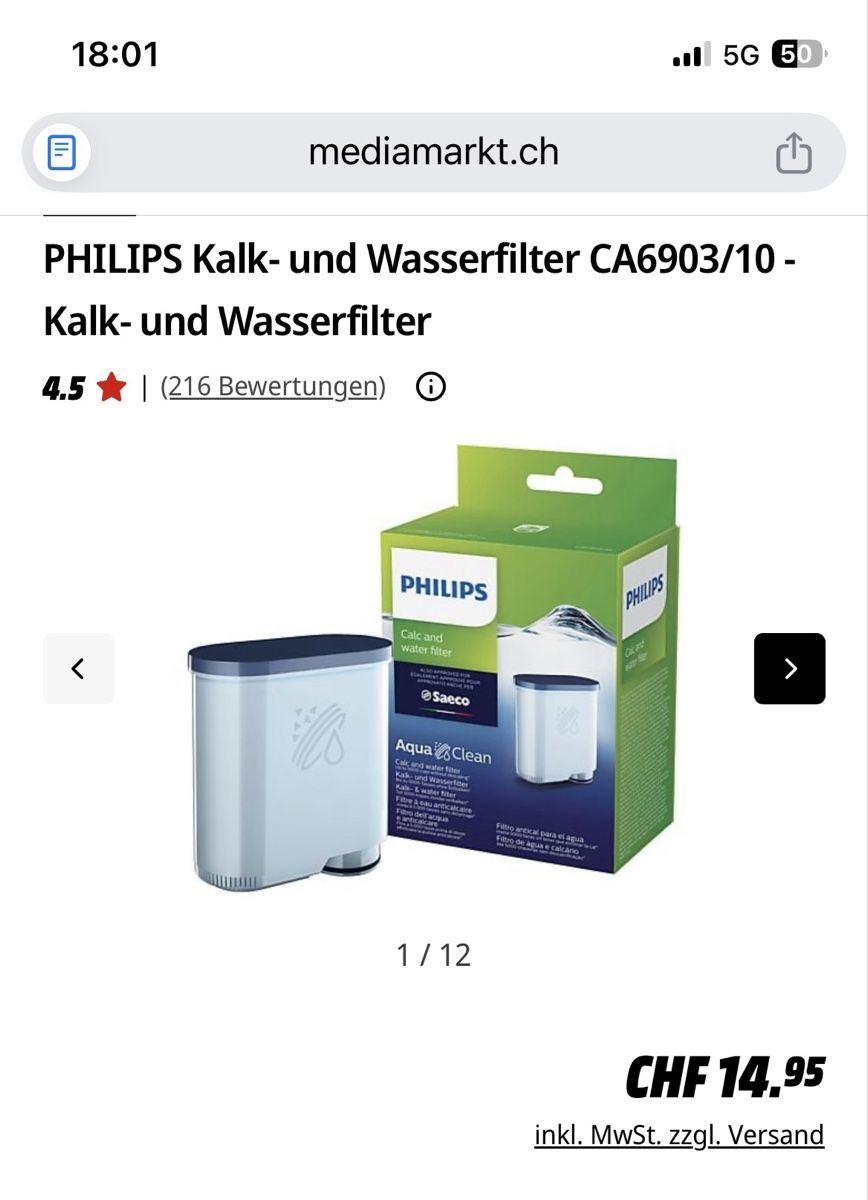 Philips Altro per la casa: Philips AquaClean CA6903/10 Wasserfilter,neu & original – Nuovo e nell'imballaggio originale da Erlen venduto da Mirageiii