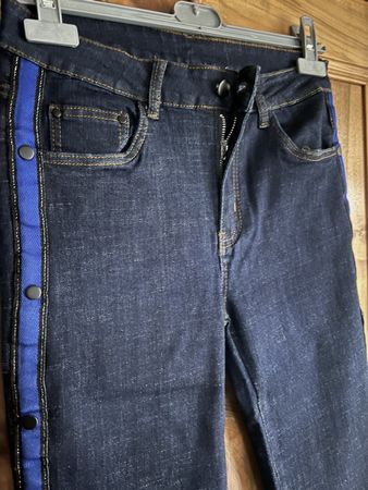 Jean Femme Bleu T. 40/L P. Bas Ouv. Bouton Côtés NEU