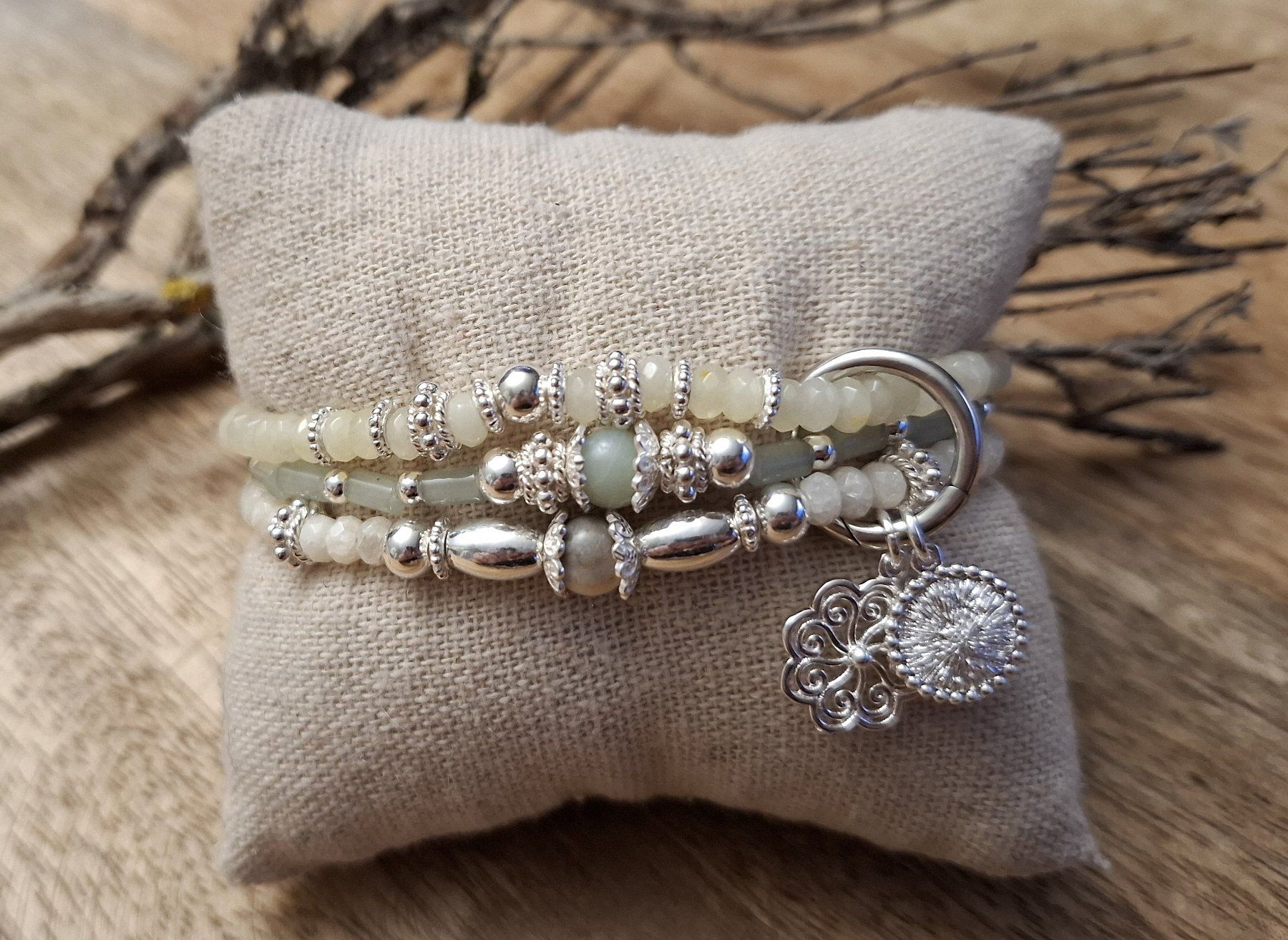 Bracciali & Braccialetti: ELENA Jadearmband - Sterling Silber - hellgrün – Nuovo e nell'imballaggio originale da Mühlethal venduto da nicita-modeschmuck 3