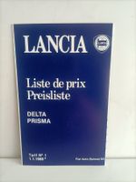 Brochure Tarif Lancia Delta/Prisma 1986 (Suisse)
