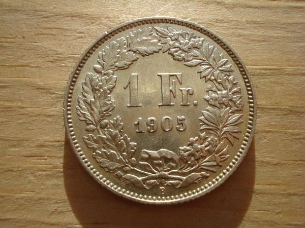Tutti le monete: (A9)  1 Franken  1905  UNZ- – Usato da Erlach venduto da Net-Coins