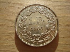 (A9)  1 Franken  1905  UNZ-