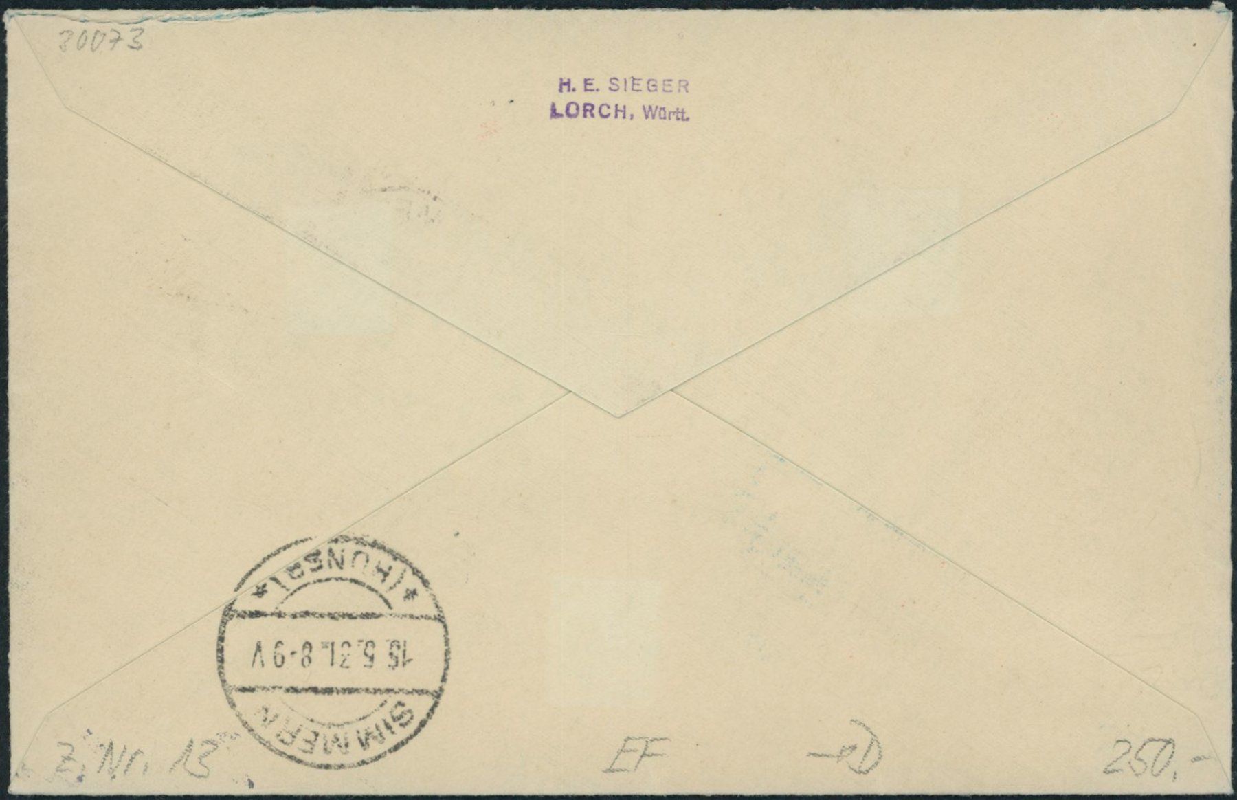 Tutti i francobolli: 1931 - Flugpost - Brief - EF - nach D – Usato da Schindellegi venduto da leecollect 1