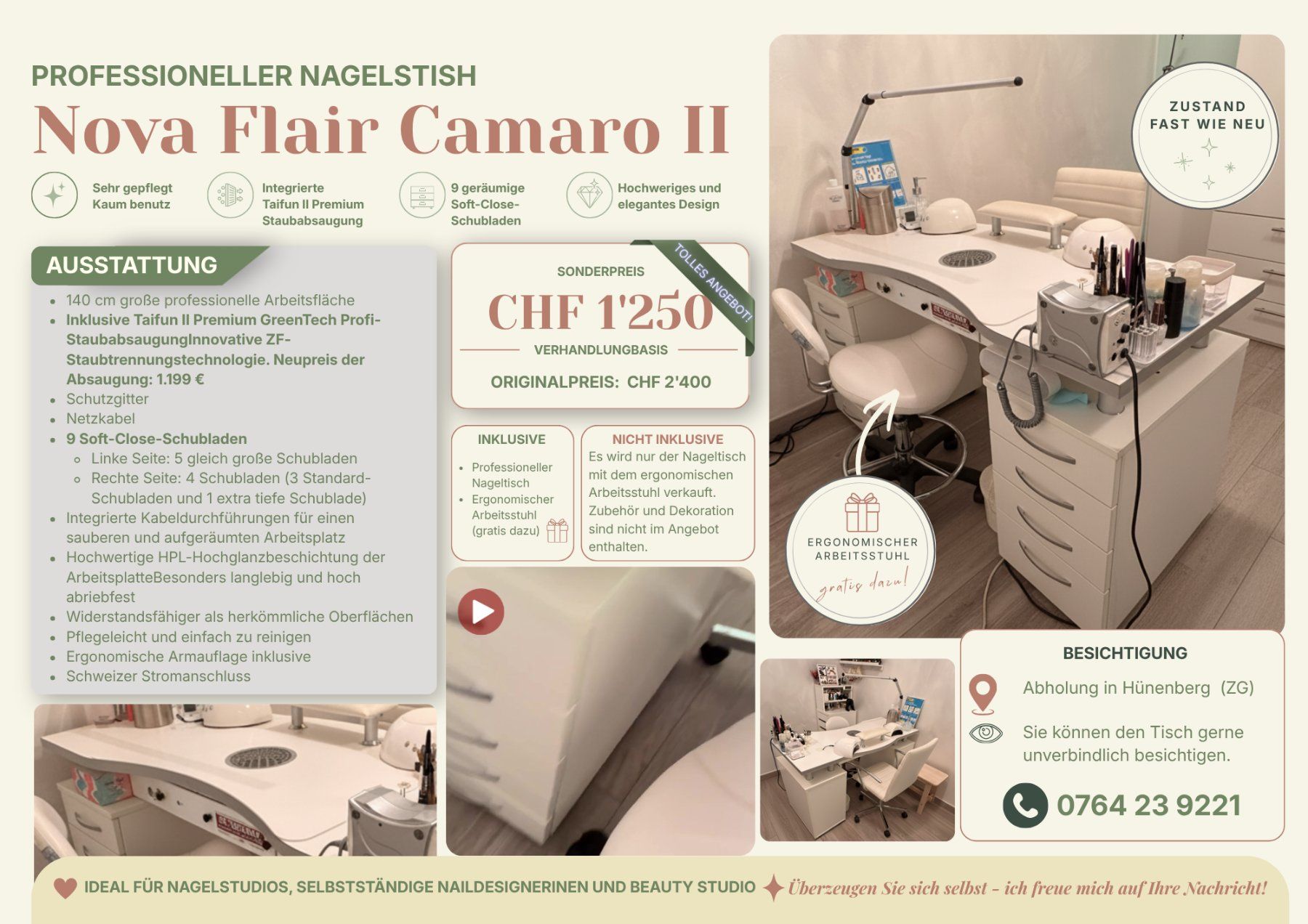Jeux: Table manicure professionnel avec extraction - NOVA FLAIR – D'occasion à Hunenberg par perla.munoz