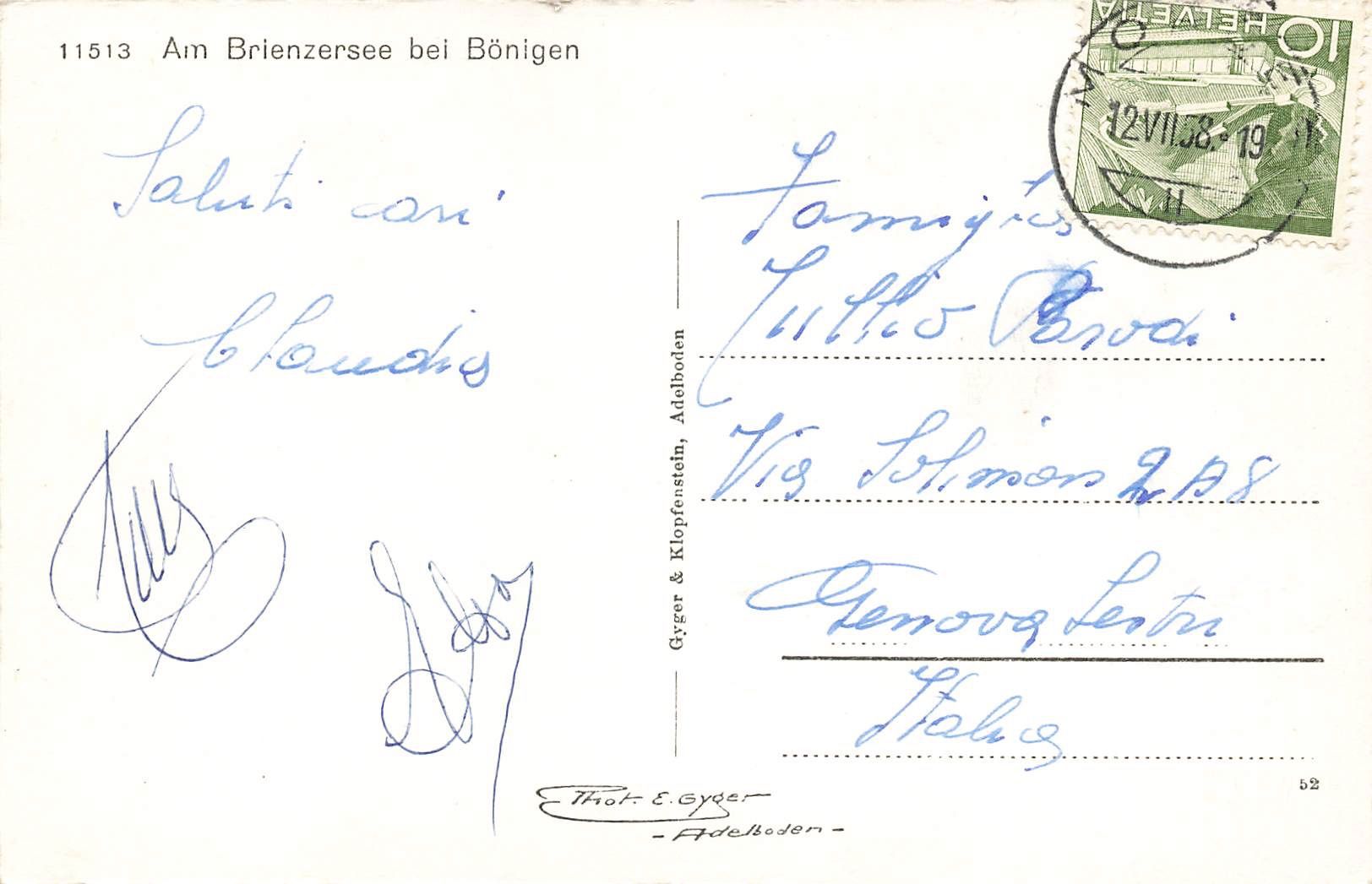 Cartoline postali: Brienzersee Bönigen BE – Usato da Biasca venduto da Blenio71 1