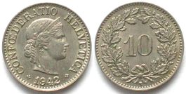 EIDGENOSSENSCHAFT 10 Rappen 1942 Ku-Ni