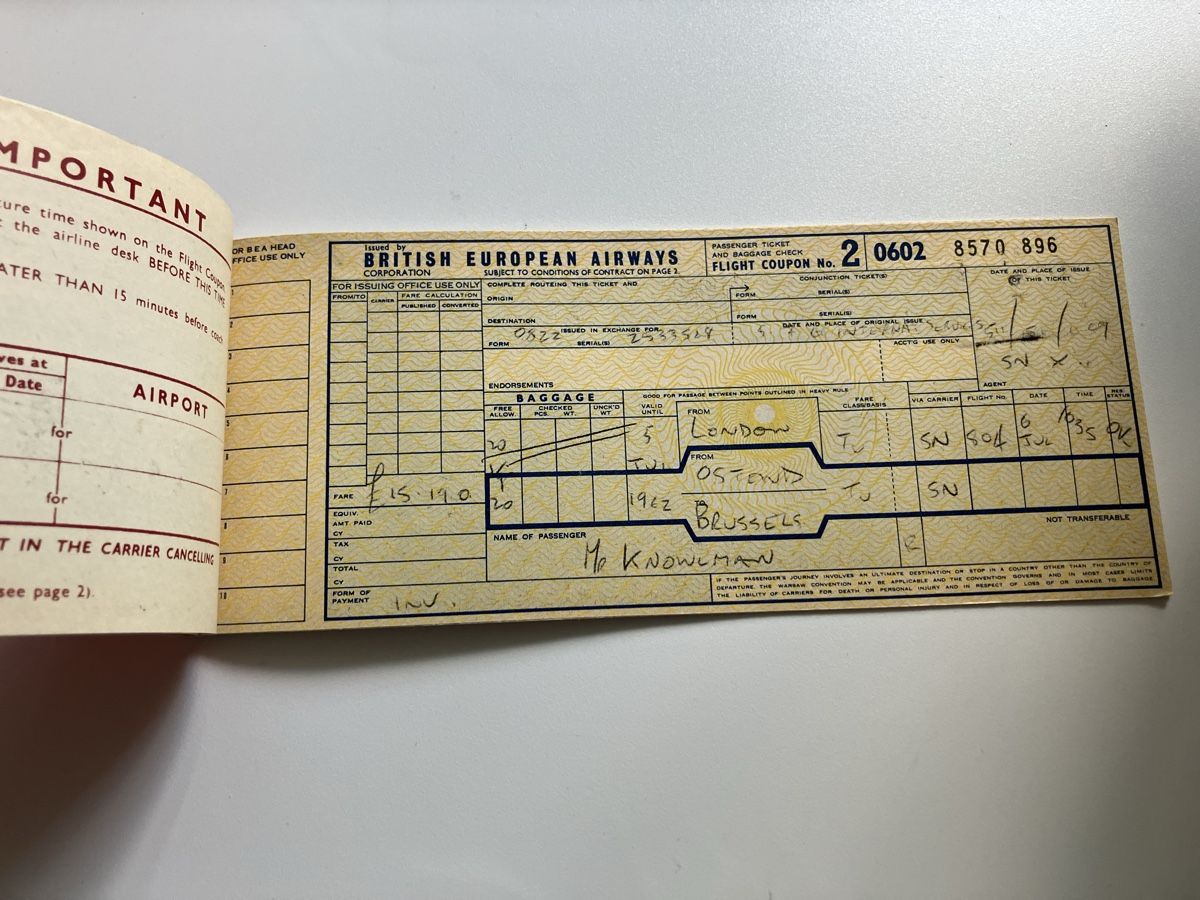 Biglietti: BEA Vintage Passenger ticket. – Usato da Zürich venduto da Classic_Collection_Zurich 1