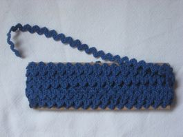 Baumwoll Häkel-Zick-Zack Band blau 10mm breit