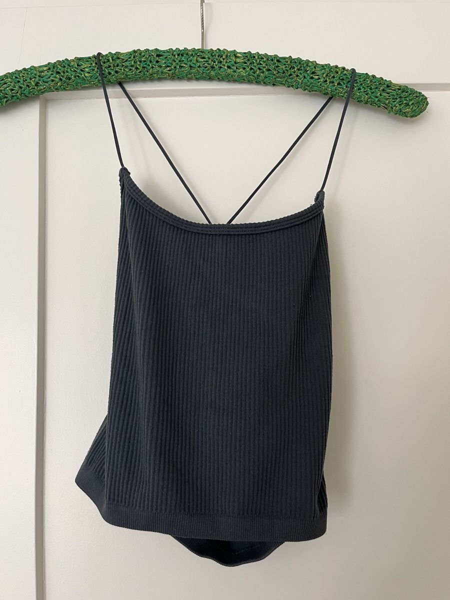 Bershka Top: Rückenfreies, dunkelgraues Top – Usato da Zürich venduto da ale_t 1