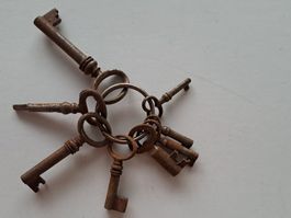 8 alte Schlüsseln mit unterschiedlichen Gr...