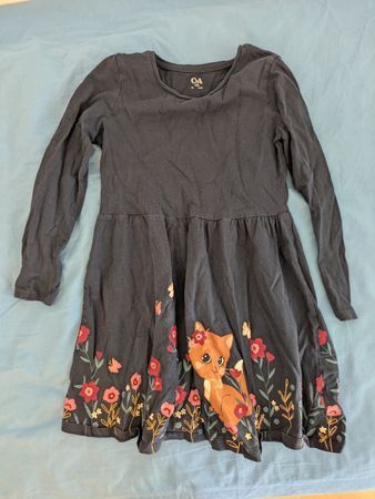C&A Kleid Mädchen Grösse 140 dunkelblau Blumen Katze