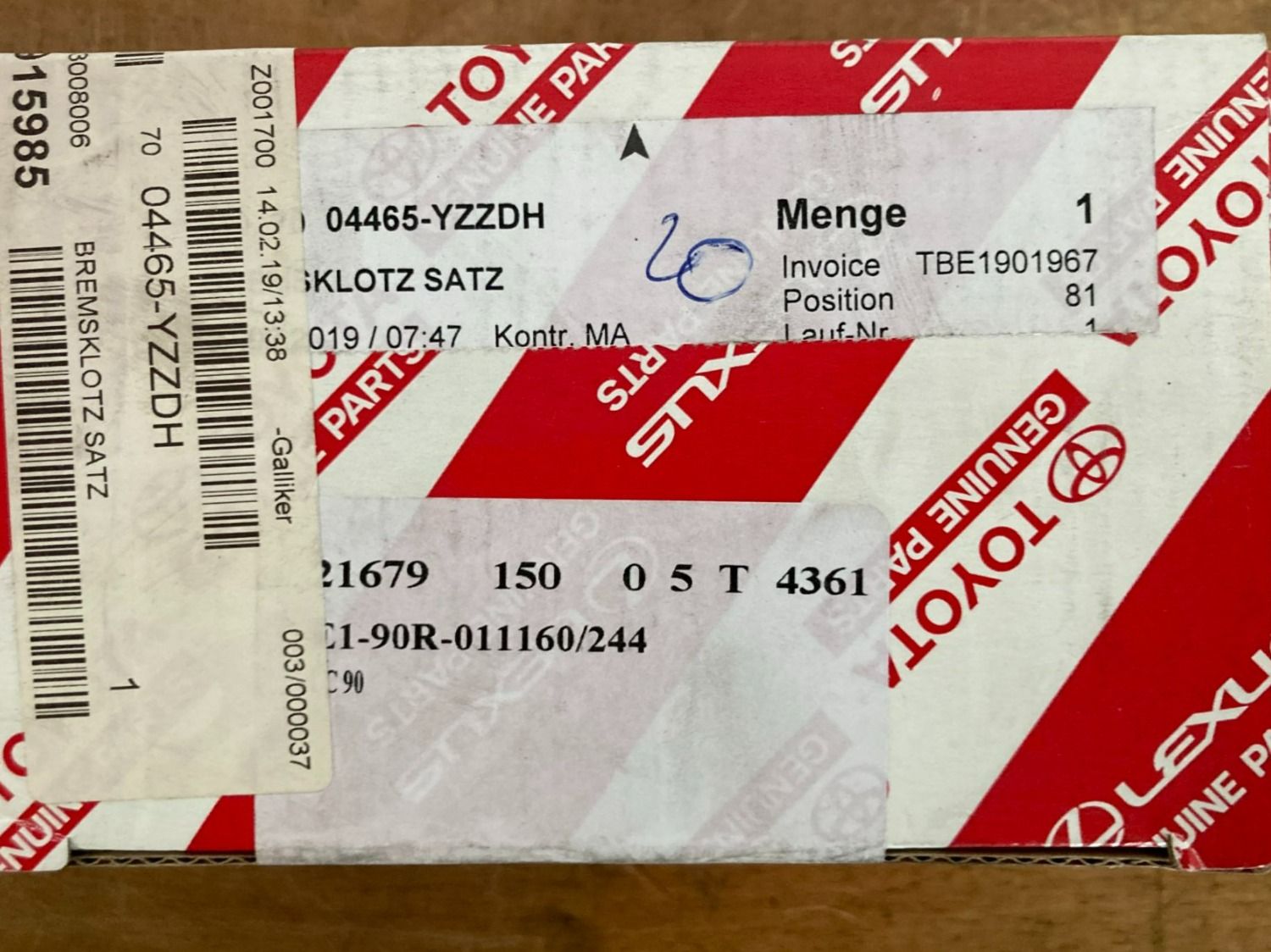 Toyota Tutti pezzi di ricambio auto: Toyota 04456-YZZDH – Nuovo e nell'imballaggio originale da Altenrhein venduto da Tribun75 1