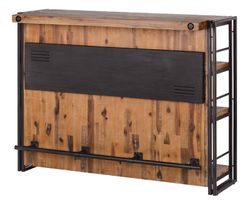 Industrial Bar aus massivem Akazienholz und Metall