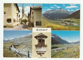 Postkarte 1972, S-Chanf Panorama, Dorfmotiv, Graubünden