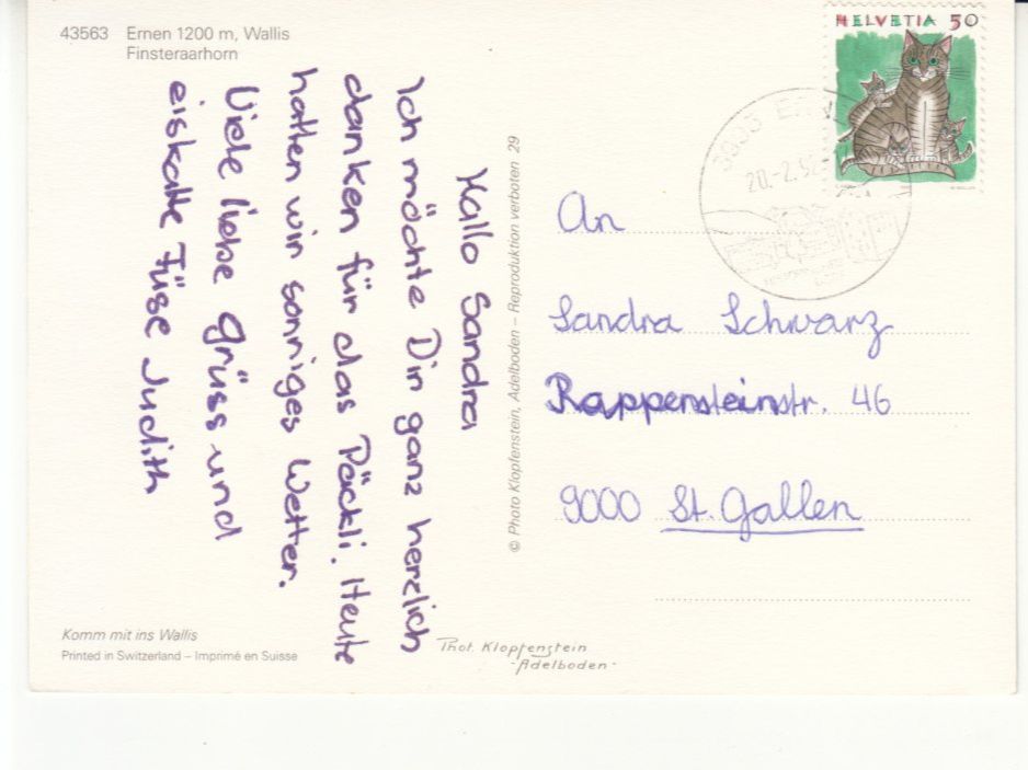 Cartoline postali: Ernen 1992 – Usato da Bürglen TG venduto da StampGraf 1