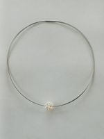 Edelstahl Collier mit Perlen Ring. Länge 50cm