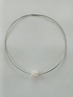 Halskette Edelstahl Collier mit Perlen Ring. Länge 50cm