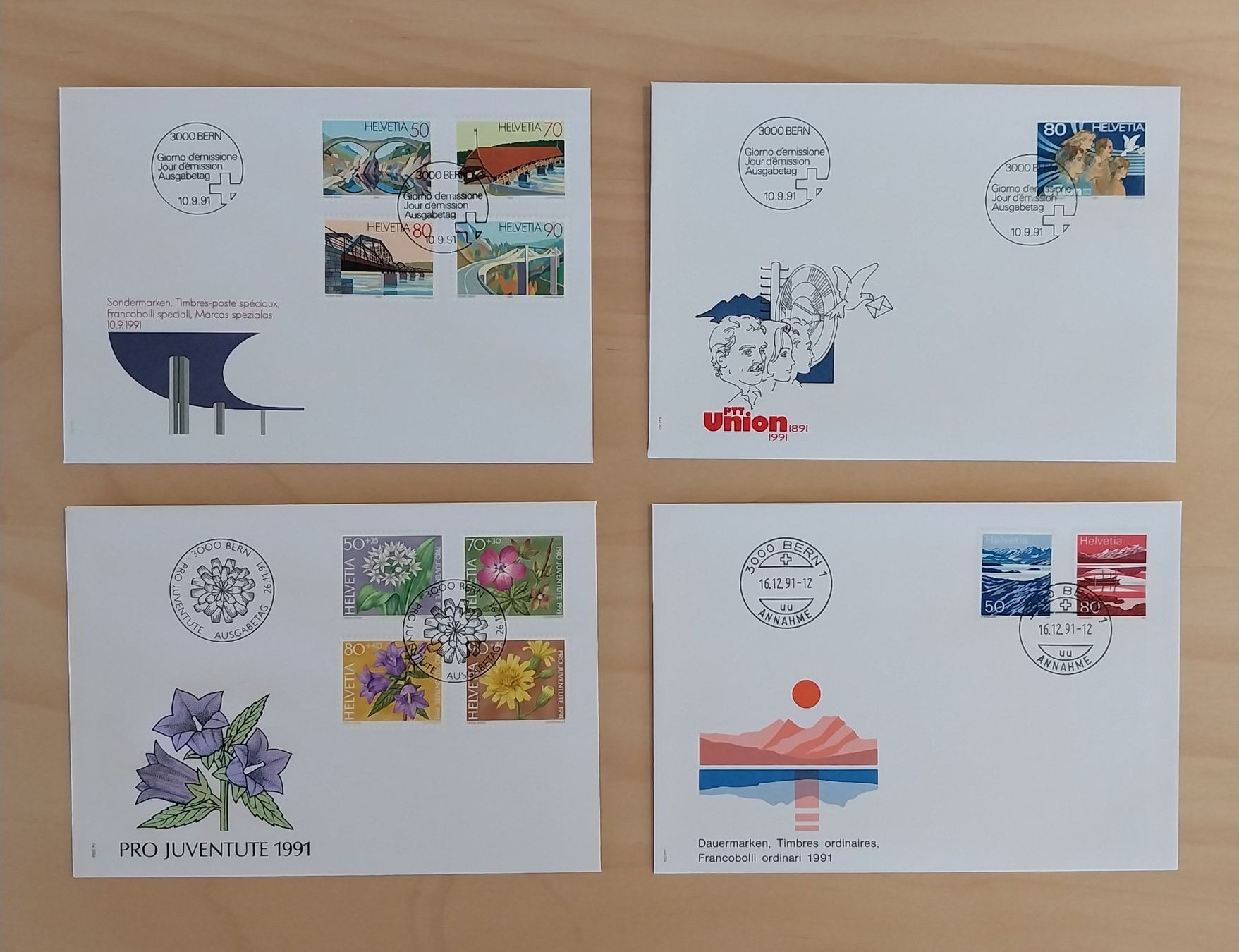 Alle Briefmarken: SET DE 4 FDC 1991 – Neu (gemäss Beschreibung) aus Bussigny von jaqual