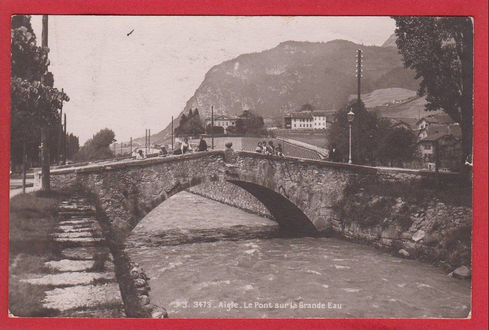 Cartoline postali: AIGLE LE PONT SUR LA GRANDE EAU 1914 – Usato da Grüningen venduto da Kartenlaube