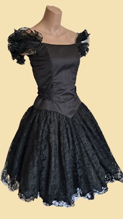 süßes Sommerkleid Petticoat Spitze Corsagenkleid GrS schwarz