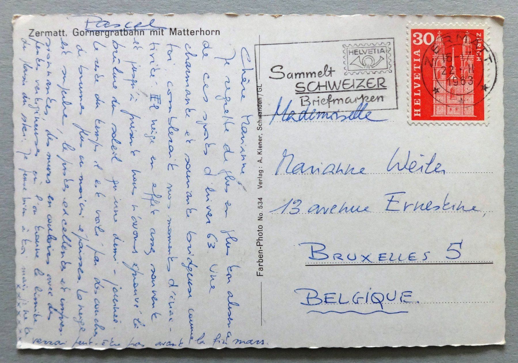 Cartes postales: Zermatt - Gornergratbahn mit Matterhorn – D'occasion à Fétigny par Billy2miny 1