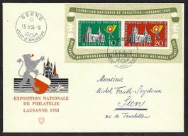 1955, W35, Block Lausanne auf ilustr. FDC BERNE frz. (15904)