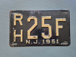 Autoschild New Jersey 1951 RH 25 F Metall schwarz gebraucht