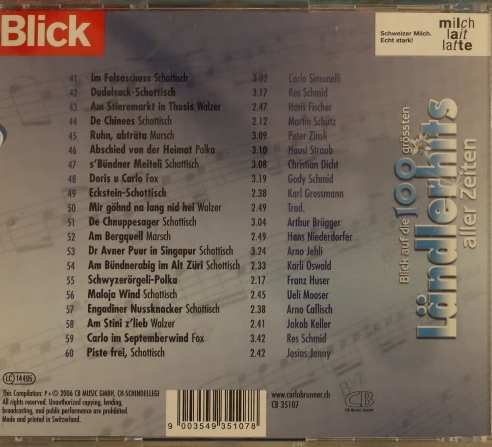 CD: Blick Auf Die 100 Grössten Ländlerhits – Usato da Luzern venduto da CONTENTI 2