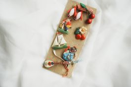 Vintage Brosche Konvolut 8 Stück Broschen Set bunt