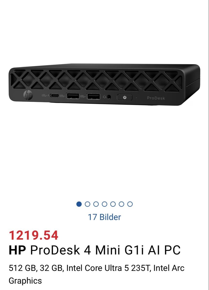 Hewlett Packard PC: HP ProDesk 4 Mini G1i AI PC – Nuovo (secondo la descrizione) da Frutigen venduto da Ly3500
