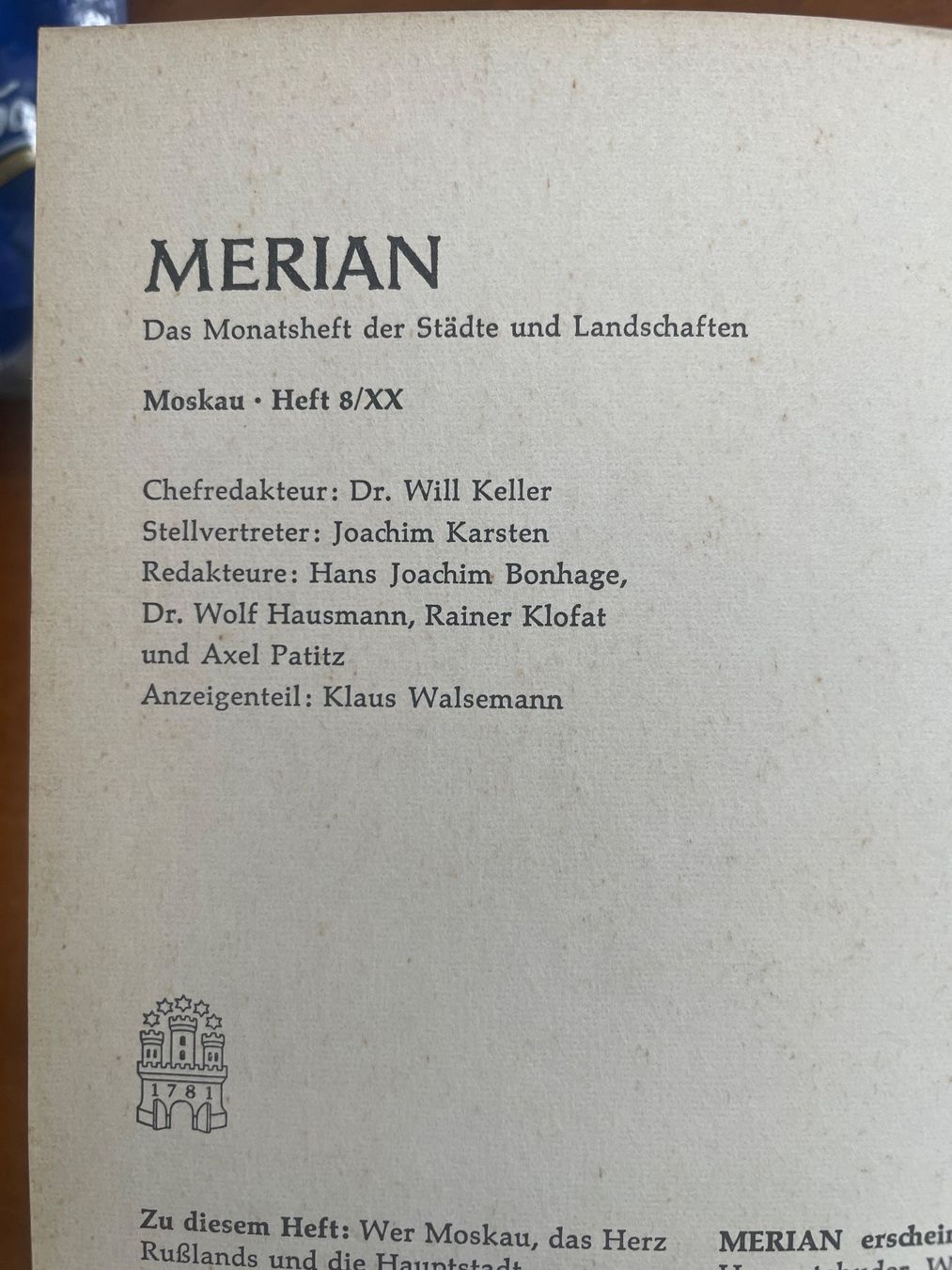 Riviste & Magazine: MERIAN Moskau Heft 8/XX – Usato da Vairano venduto da Sorella22 1