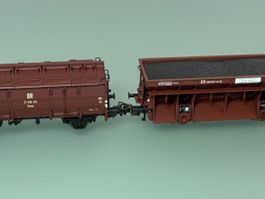 DB Kohle-Selbstenladewagen Ot03 + DR Klappdeckelwagen Kmm21