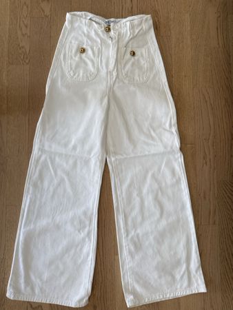 Zara Wide Leg Hose, Weiss, Grösse 32, Sommer Look!